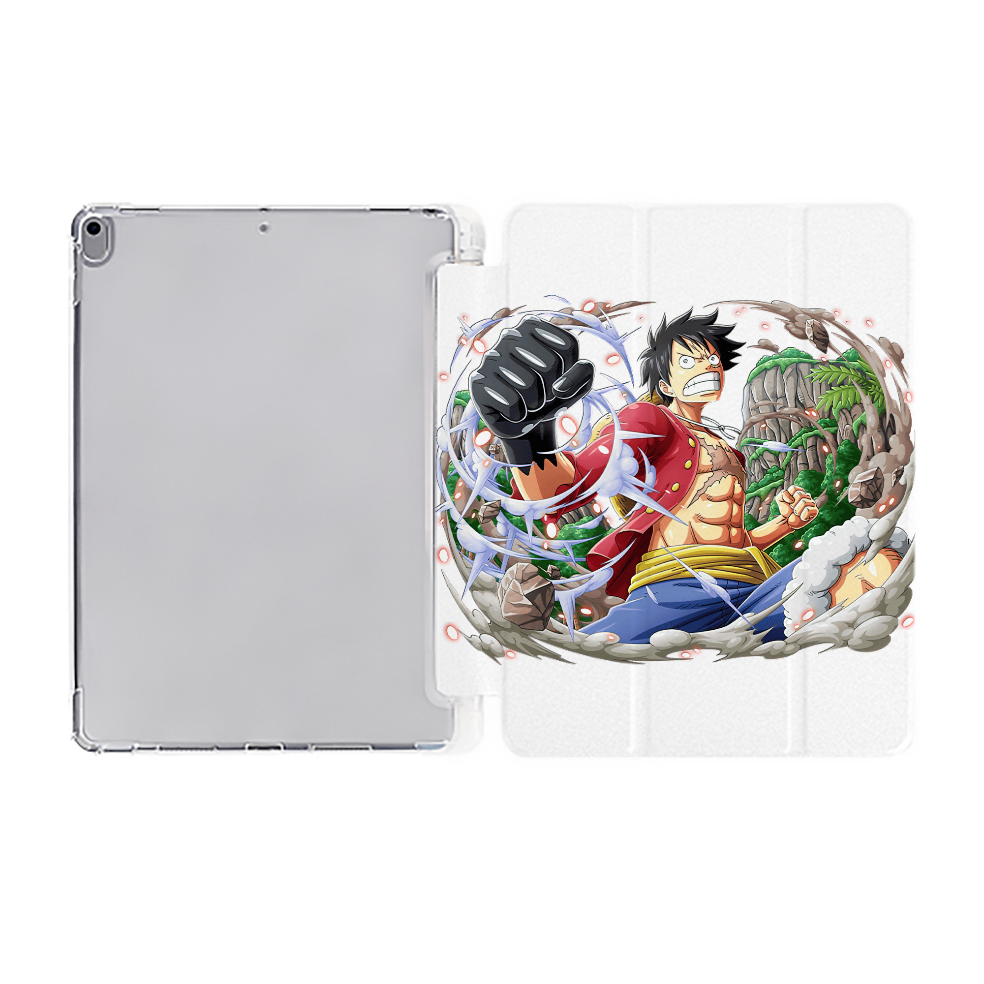 （画像用） ワンピース モンキー・D・ルフィ ONE PIECE Monkey D. Luffy IPad ケース ペン収納付き 三つ折りスタンド PUレザー×シリコン 対応機種9.5/10.5/10.9インチ